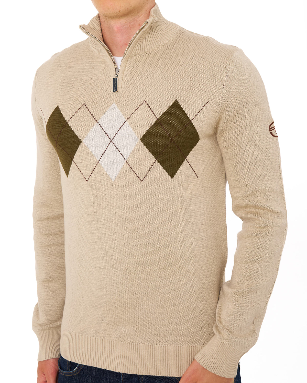 Sergio Tacchini Argyle 1/4 Zip Knit Light Sand
