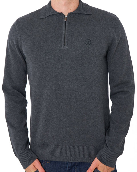 Sergio Tacchini Roberto LS Knitted Polo Charcoal Marl