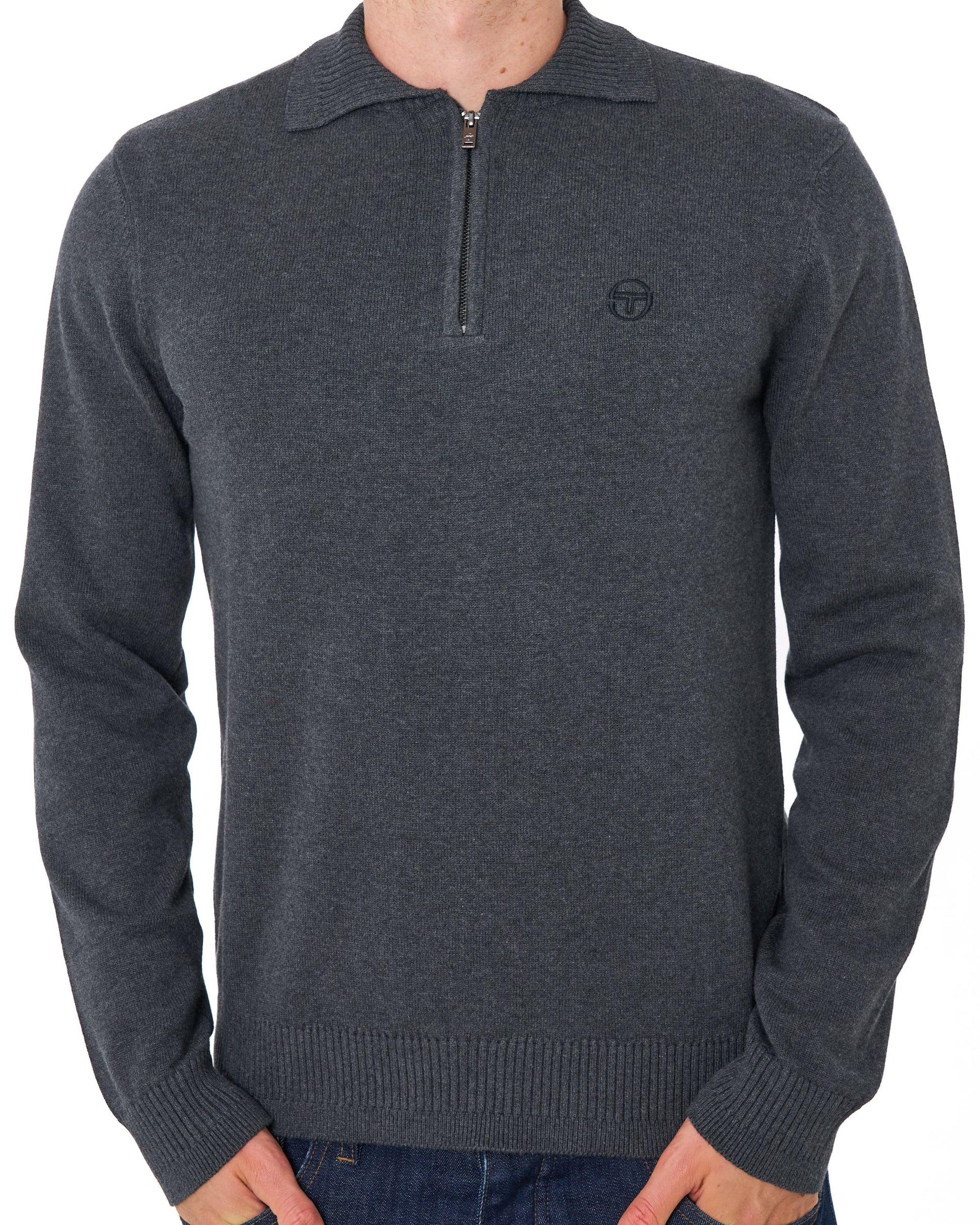 Sergio Tacchini Roberto LS Knitted Polo Charcoal Marl