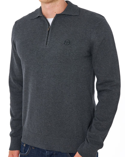 Sergio Tacchini Roberto LS Knitted Polo Charcoal Marl