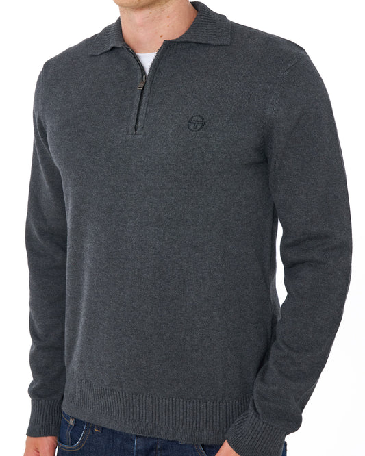 Sergio Tacchini Sergio Tacchini Roberto LS Knitted Polo Charcoal Marl