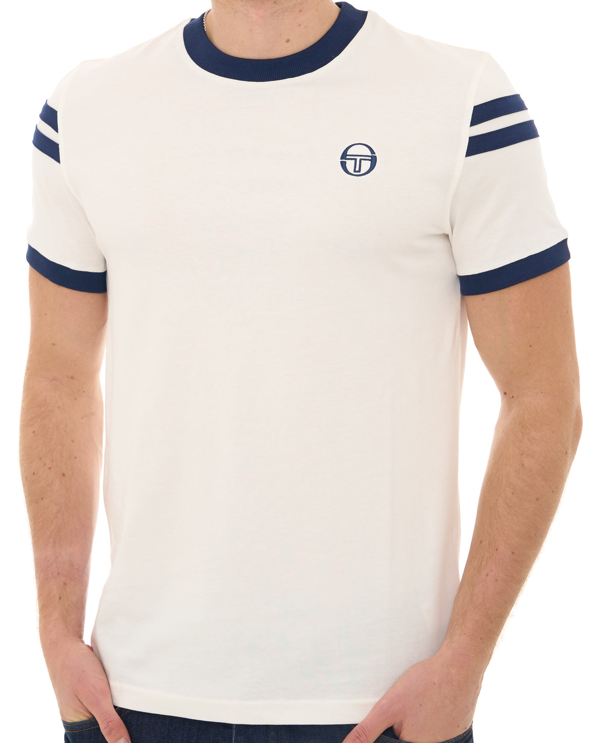 Sergio Tacchini Sella T Shirt Gardenia/Navy Blue