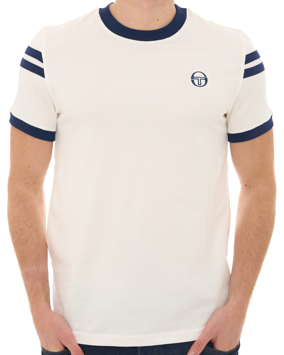 Sergio Tacchini Sella T Shirt Gardenia/Navy Blue