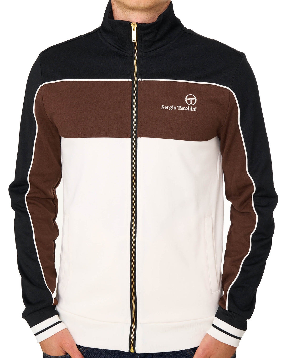 Sergio Tacchini Spiga Track Top Black/Brown/Gardenia