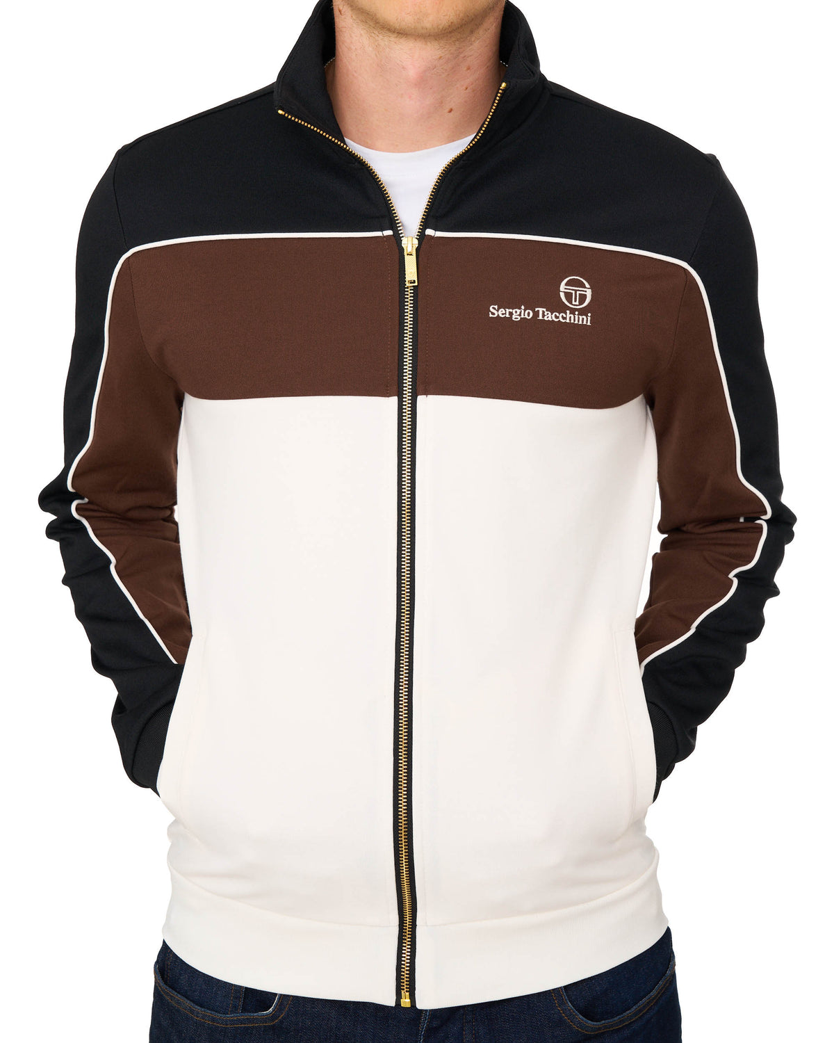 Sergio Tacchini Spiga Track Top Black/Brown/Gardenia