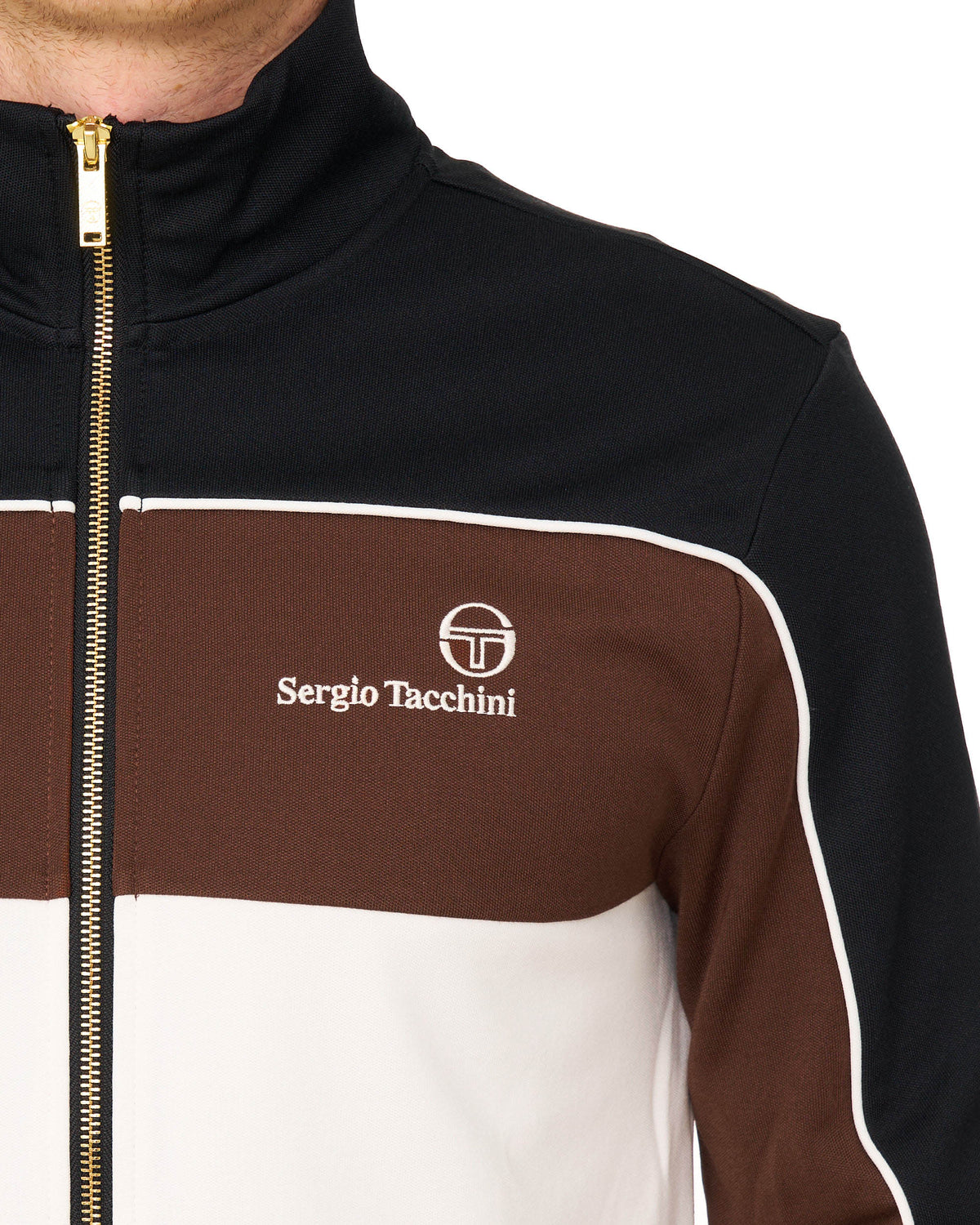 Sergio Tacchini Spiga Track Top Black/Brown/Gardenia