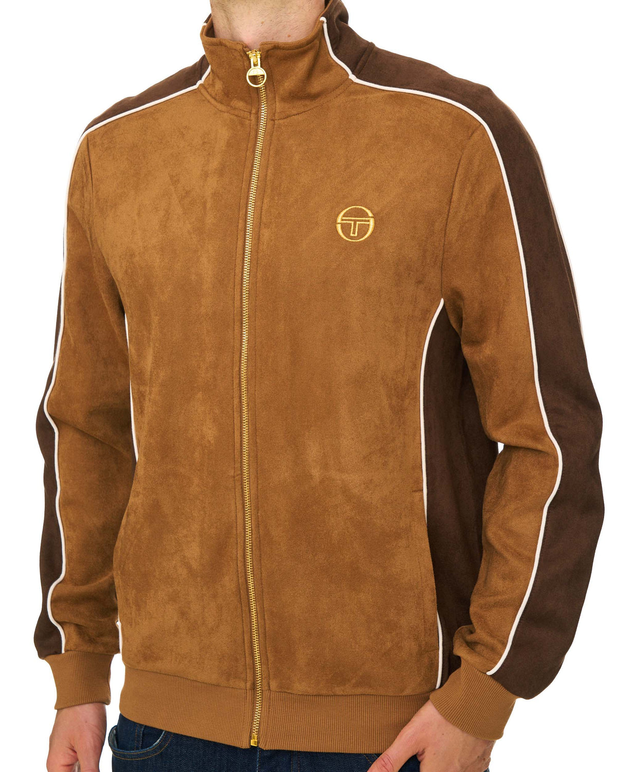 Sergio Tacchini Contrasto Suede Track Top Caramel/Brown