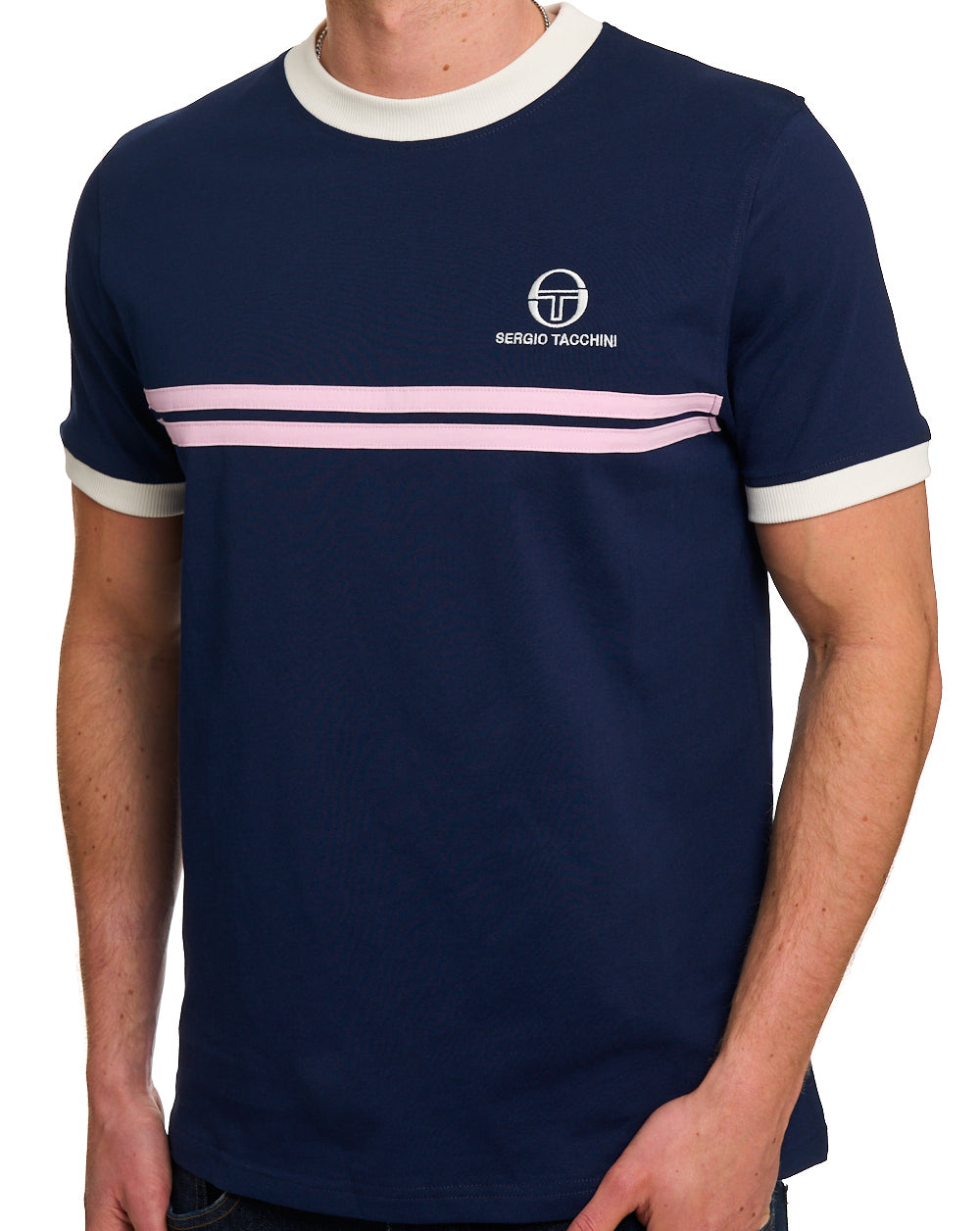 Sergio Tacchini Supermac T Shirt Navy Blue/Gardenia