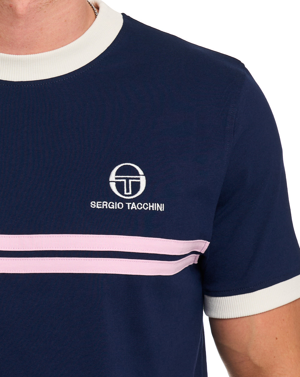 Sergio Tacchini Supermac T Shirt Navy Blue/Gardenia