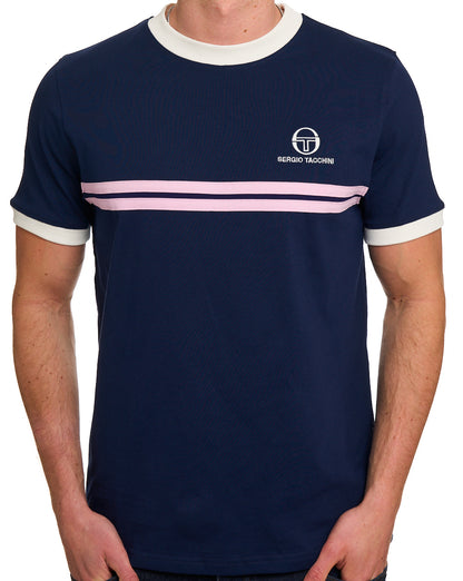 Sergio Tacchini Supermac T Shirt Navy Blue/Gardenia