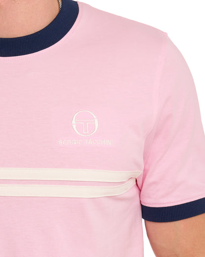 Sergio Tacchini Supermac T Shirt Pink/Navy