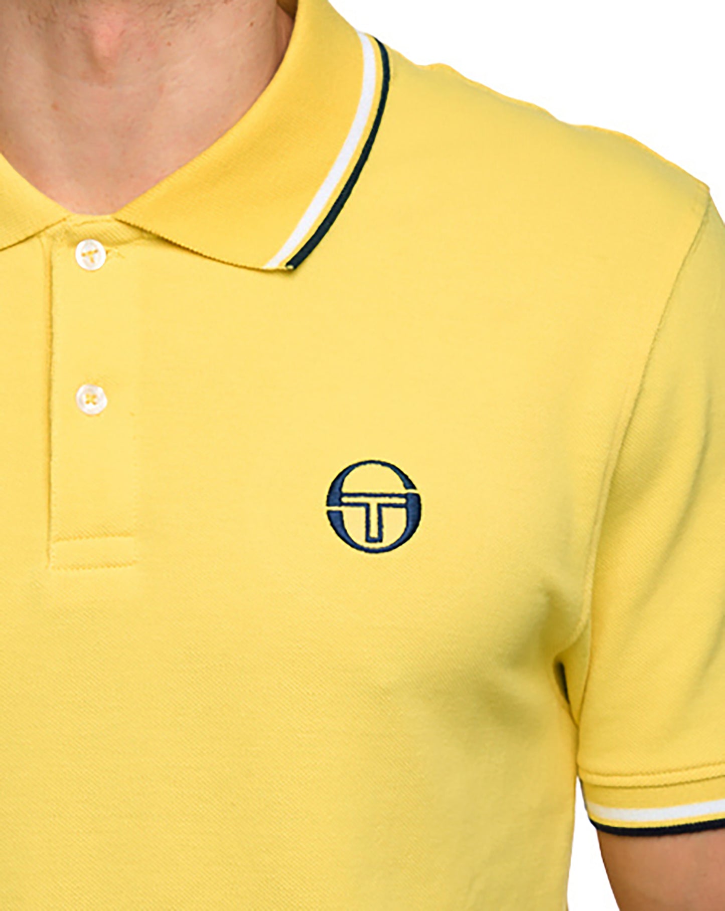Sergio Tacchini Tipped Polo Shirt Yellow/White/Navy