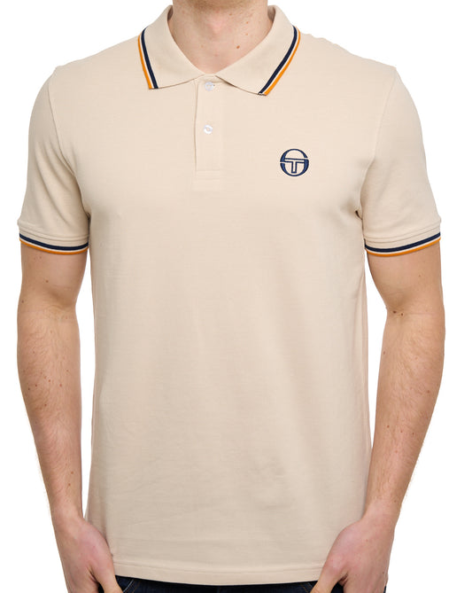 Sergio Tacchini Sergio Tacchini Tipped Polo Shirt Sand/Navy/Orange