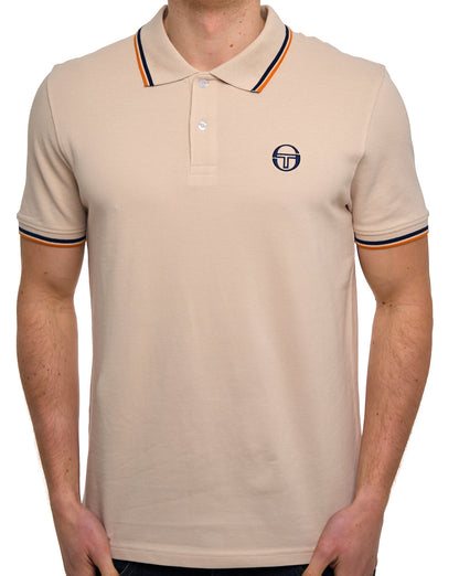 Sergio Tacchini Tipped Polo Shirt Sand/Navy/Orange