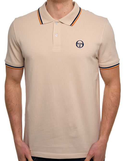 Sergio Tacchini Sergio Tacchini Tipped Polo Shirt Sand Navy Orange