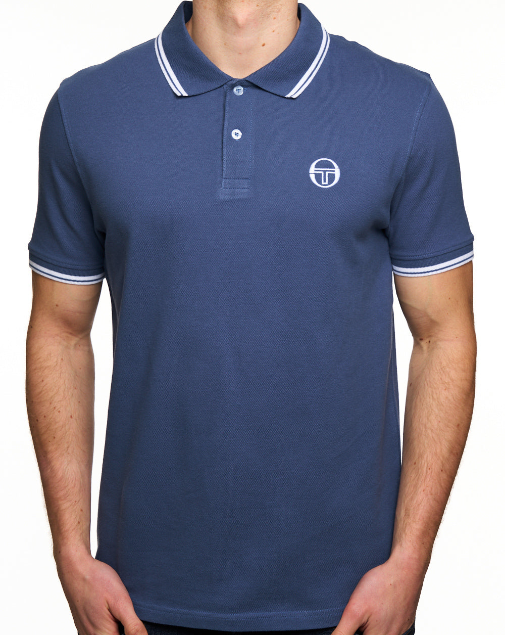 Sergio Tacchini Tipped Polo Shirt Vintage Indigo/White