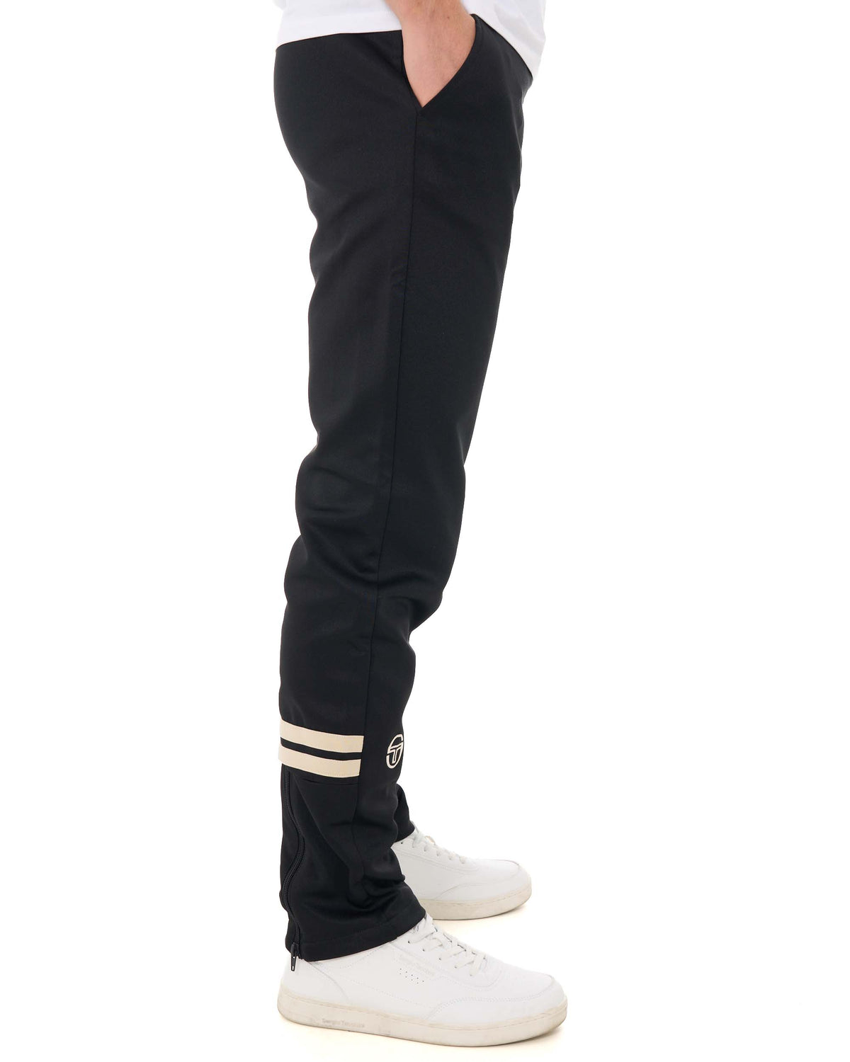 Sergio Tacchini Zip Bottom Track Pants Black/Light Sand