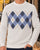 Sergio Tacchini Argyle Crew Knit Jumper Gardenia