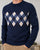 Sergio Tacchini Argyle Crew Knit Jumper Navy Blue