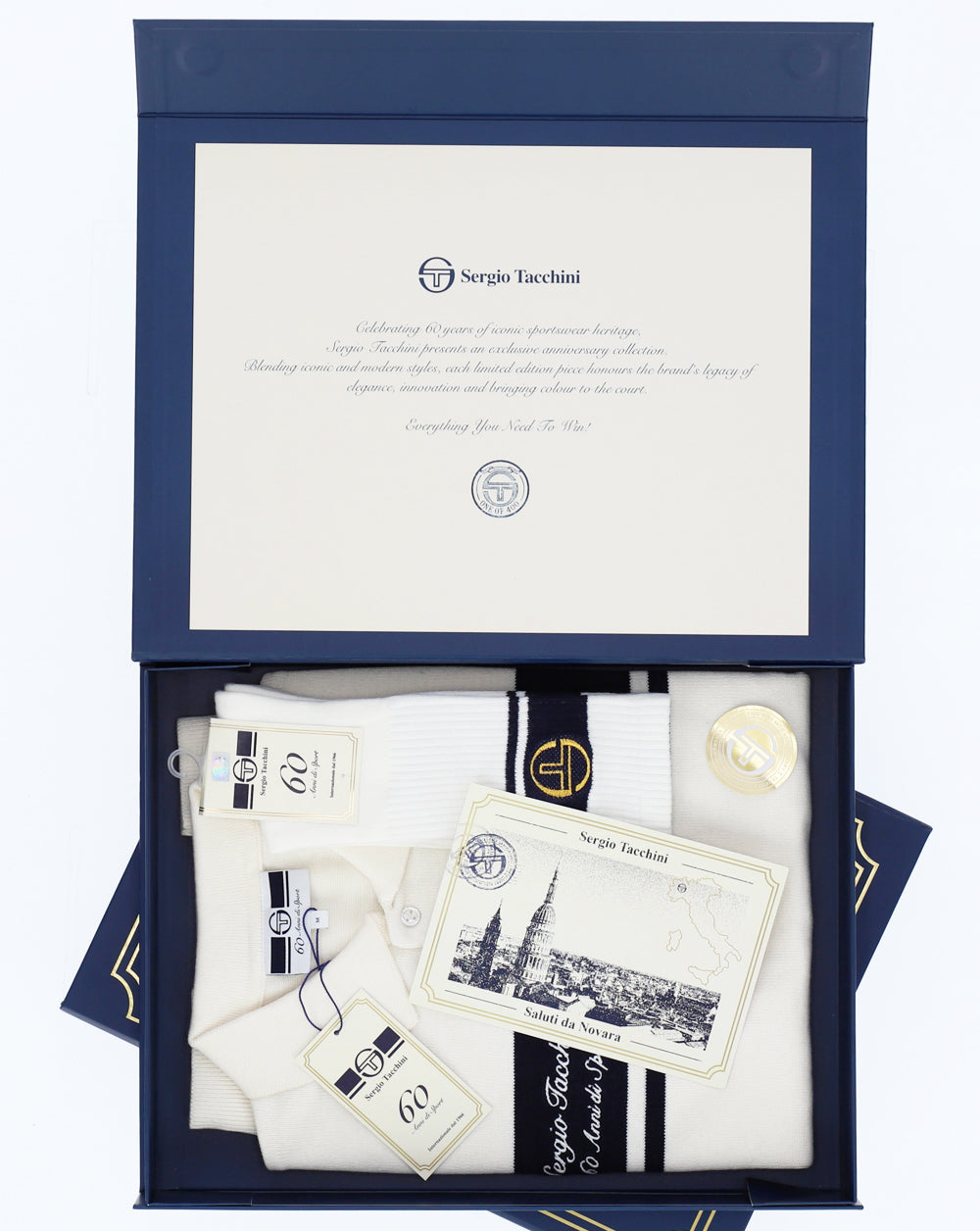 Sergio Tacchini 60th Anniversary Polo Shirt Box Gardenia/Navy