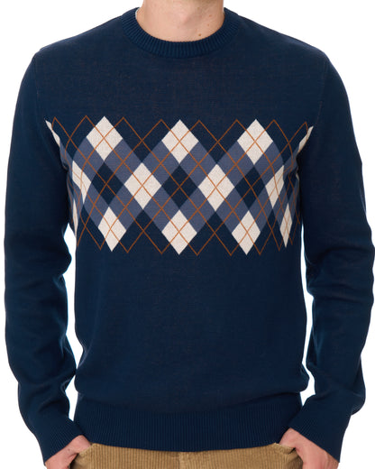 Sergio Tacchini Argyle Crew Knit Jumper Navy Blue