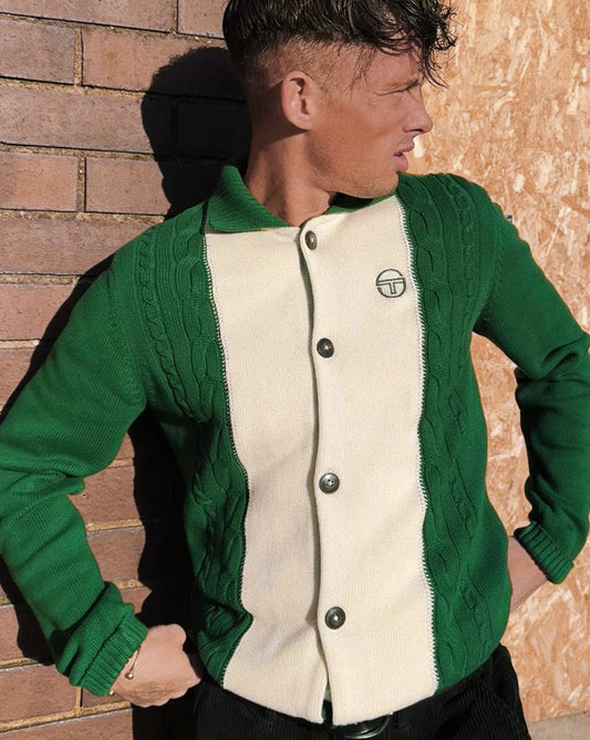Sergio Tacchini Sergio Tacchini Cable Knit Cardigan Green Gardenia