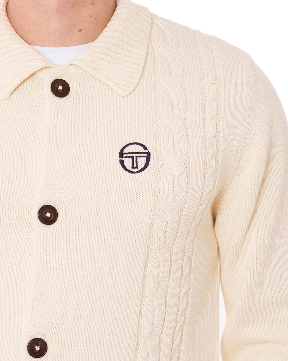Sergio Tacchini Cable Knit Cardigan Gardenia