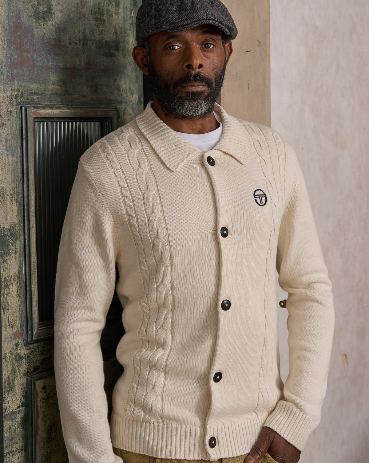 Sergio Tacchini Cable Knit Cardigan Gardenia