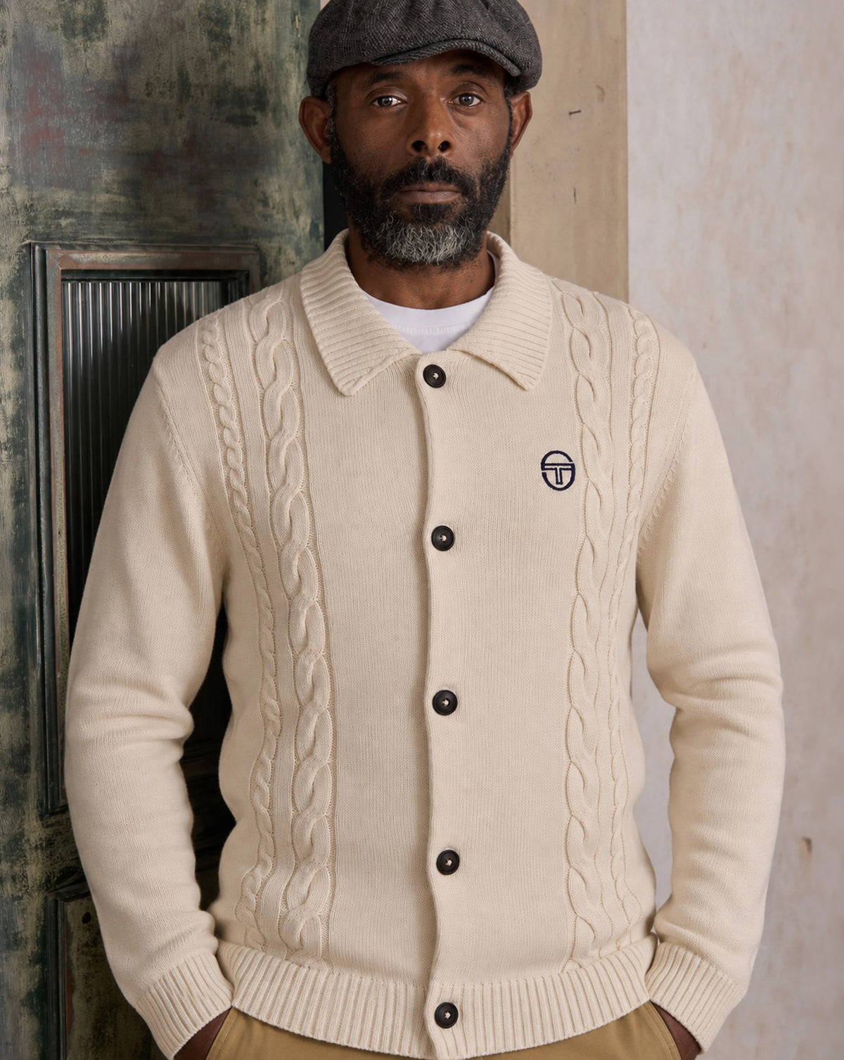 Sergio Tacchini Cable Knit Cardigan Gardenia