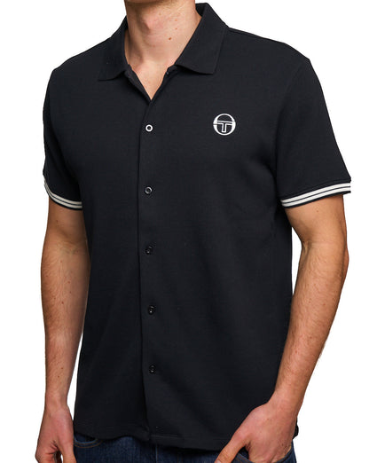 Sergio Tacchini Full Button Polo Shirt Black