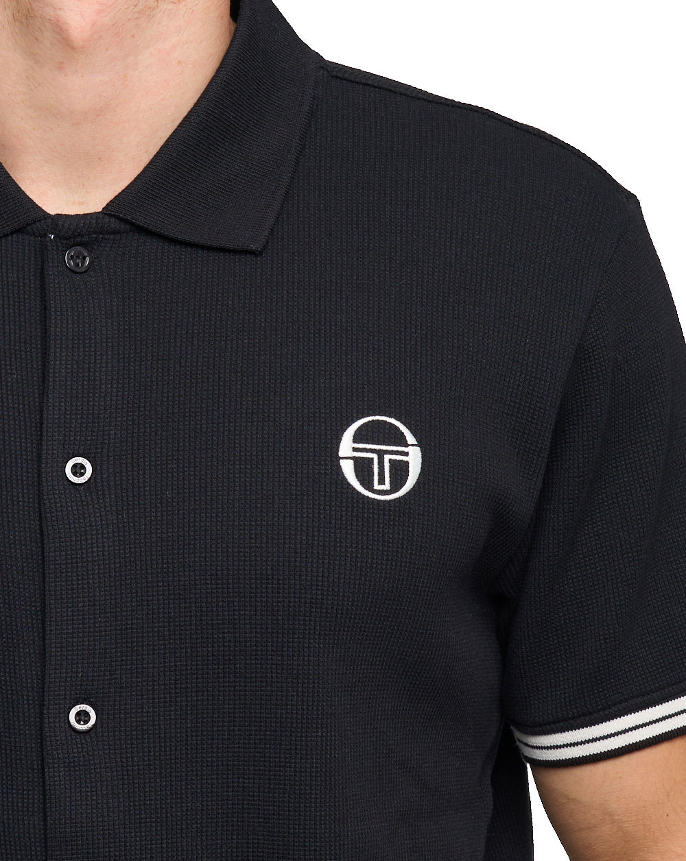 Sergio Tacchini Full Button Polo Shirt Black