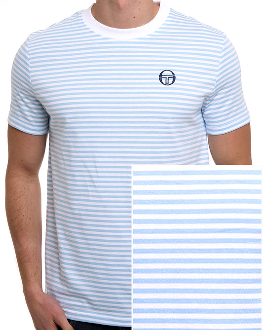 Sergio Tacchini Sergio Tacchini Falcao Stripe T Shirt White/Clear Sky