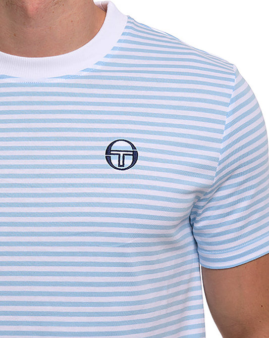 Sergio Tacchini Sergio Tacchini Falcao Stripe T Shirt White/Clear Sky