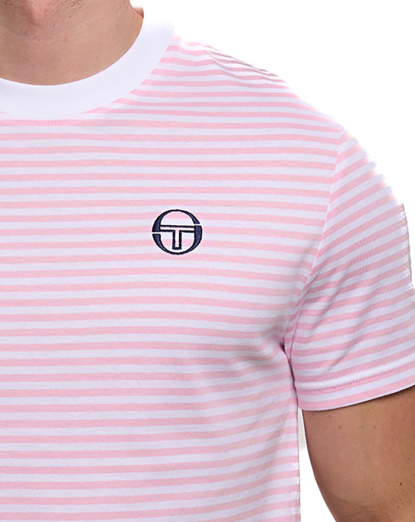 Sergio Tacchini Falcao Stripe T Shirt White/Pink