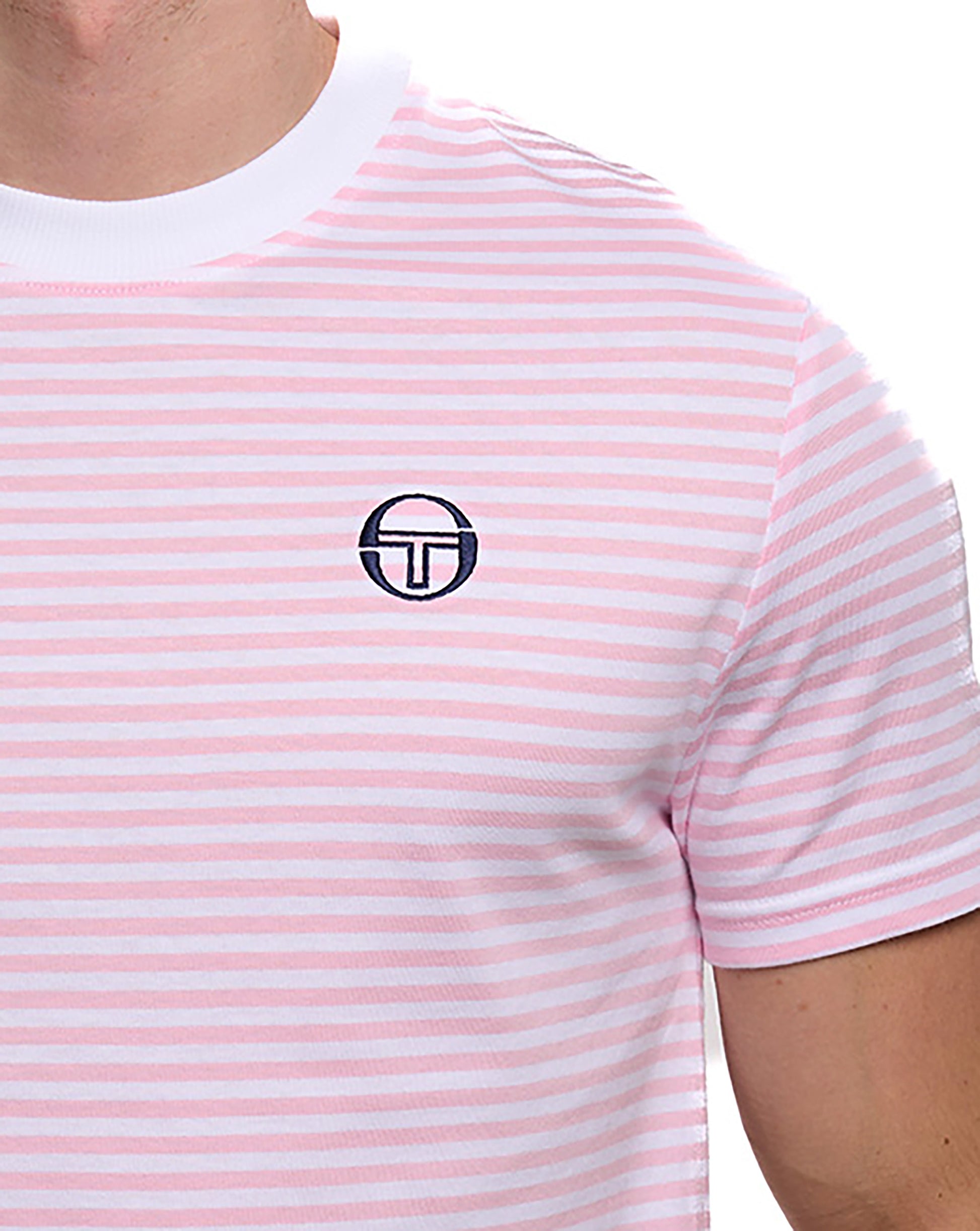 Sergio Tacchini Falcao Stripe T Shirt White/Pink