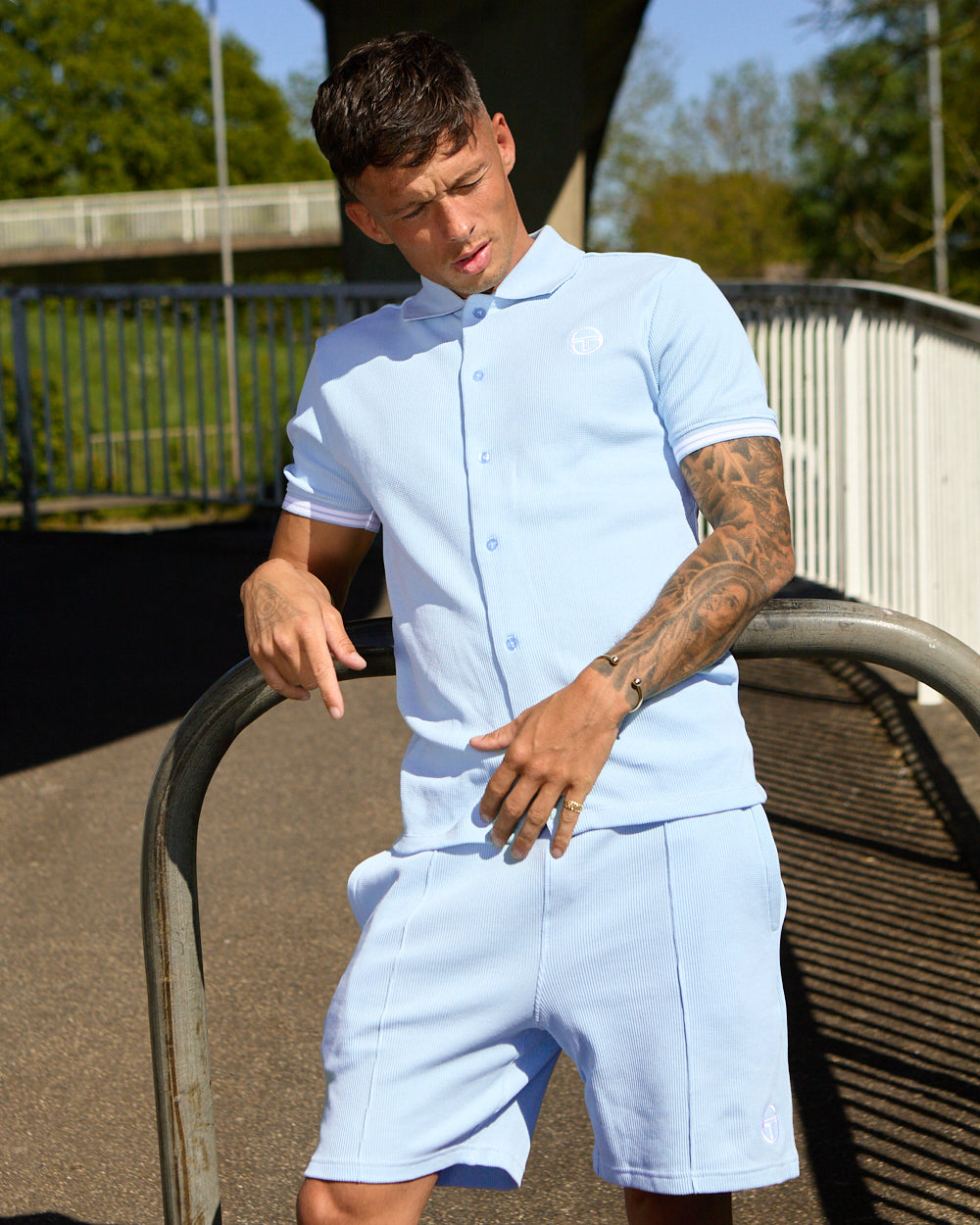 Sergio Tacchini Sergio Tacchini Full Button Polo Shirt Sky