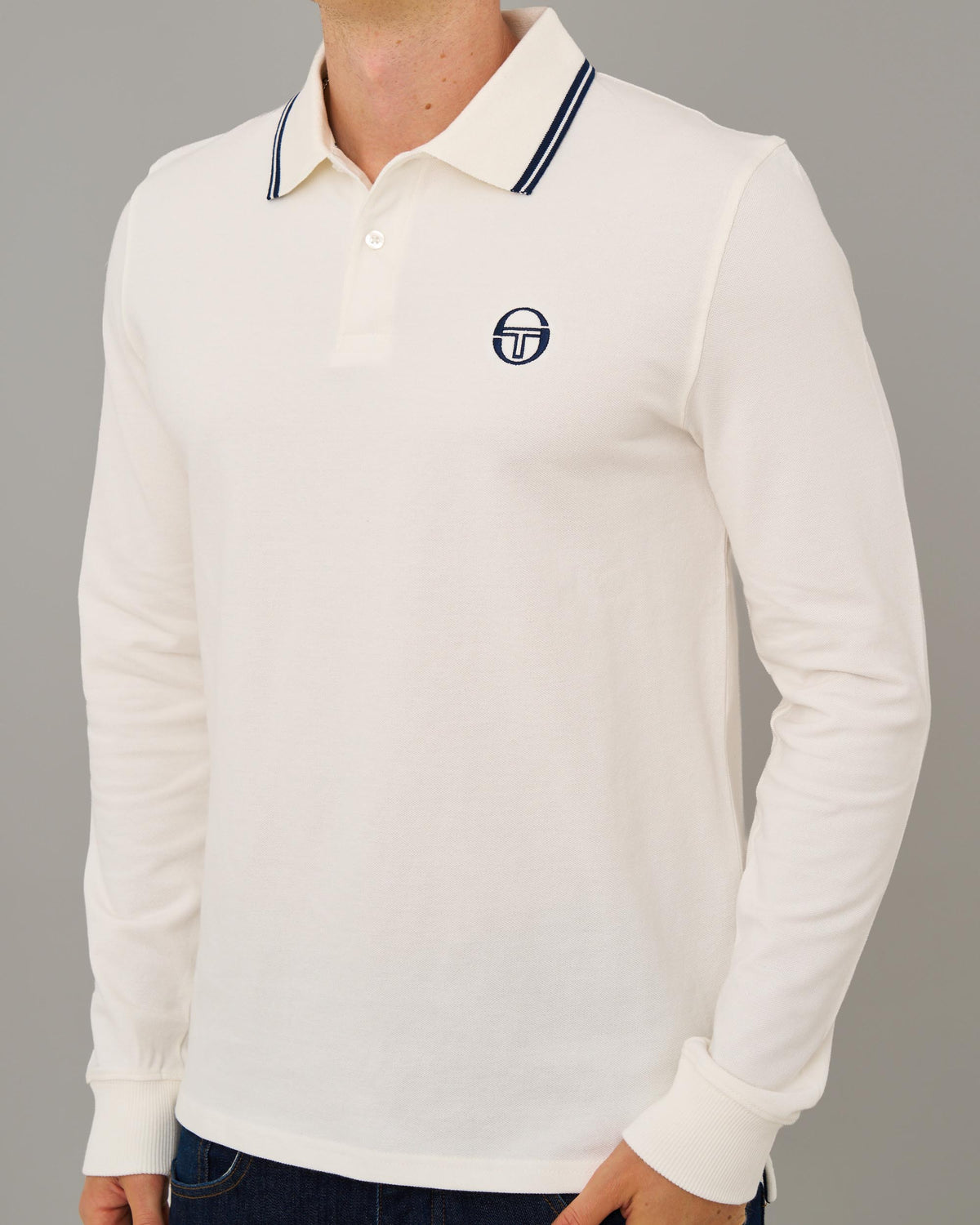 Sergio Tacchini Tipped LS Polo Shirt Gardenia