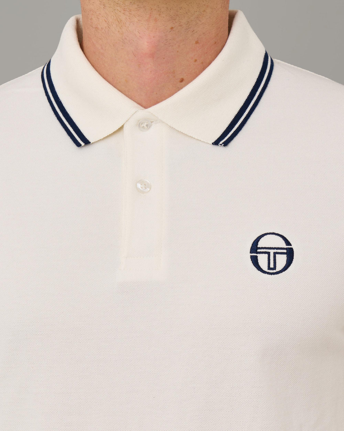 Sergio Tacchini Tipped LS Polo Shirt Gardenia