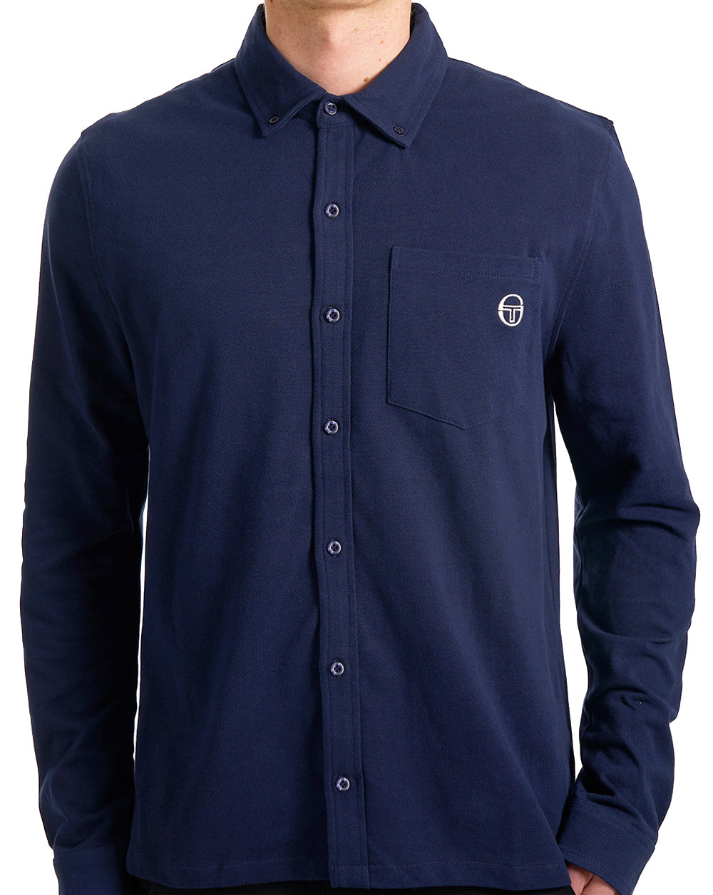 Sergio Tacchini Lanz Pique Shirt Navy Blue