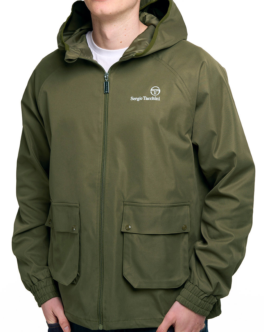 Sergio Tacchini Hooded Casual Jacket Dark Olive