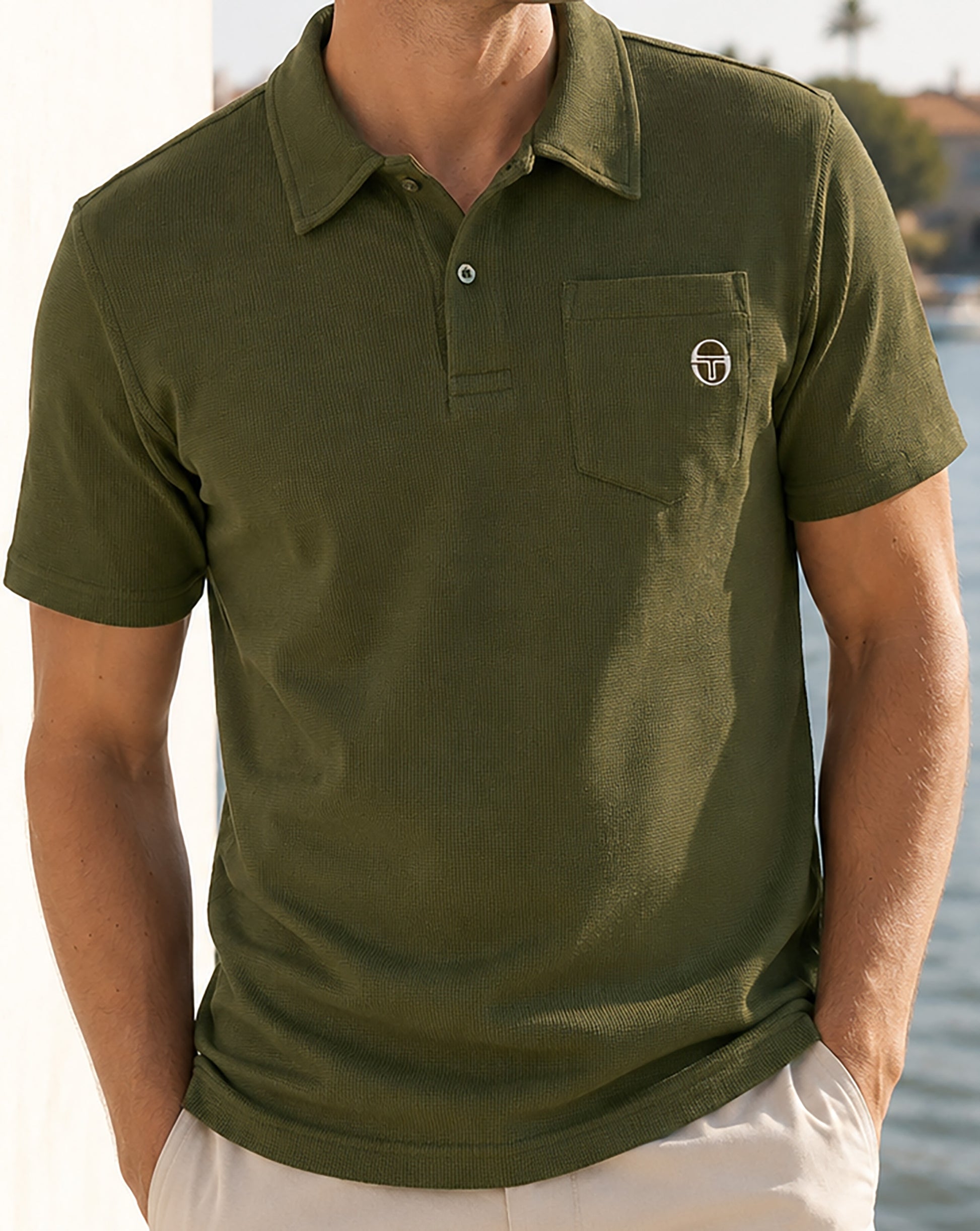 Sergio Tacchini Chest Pocket Polo Olive