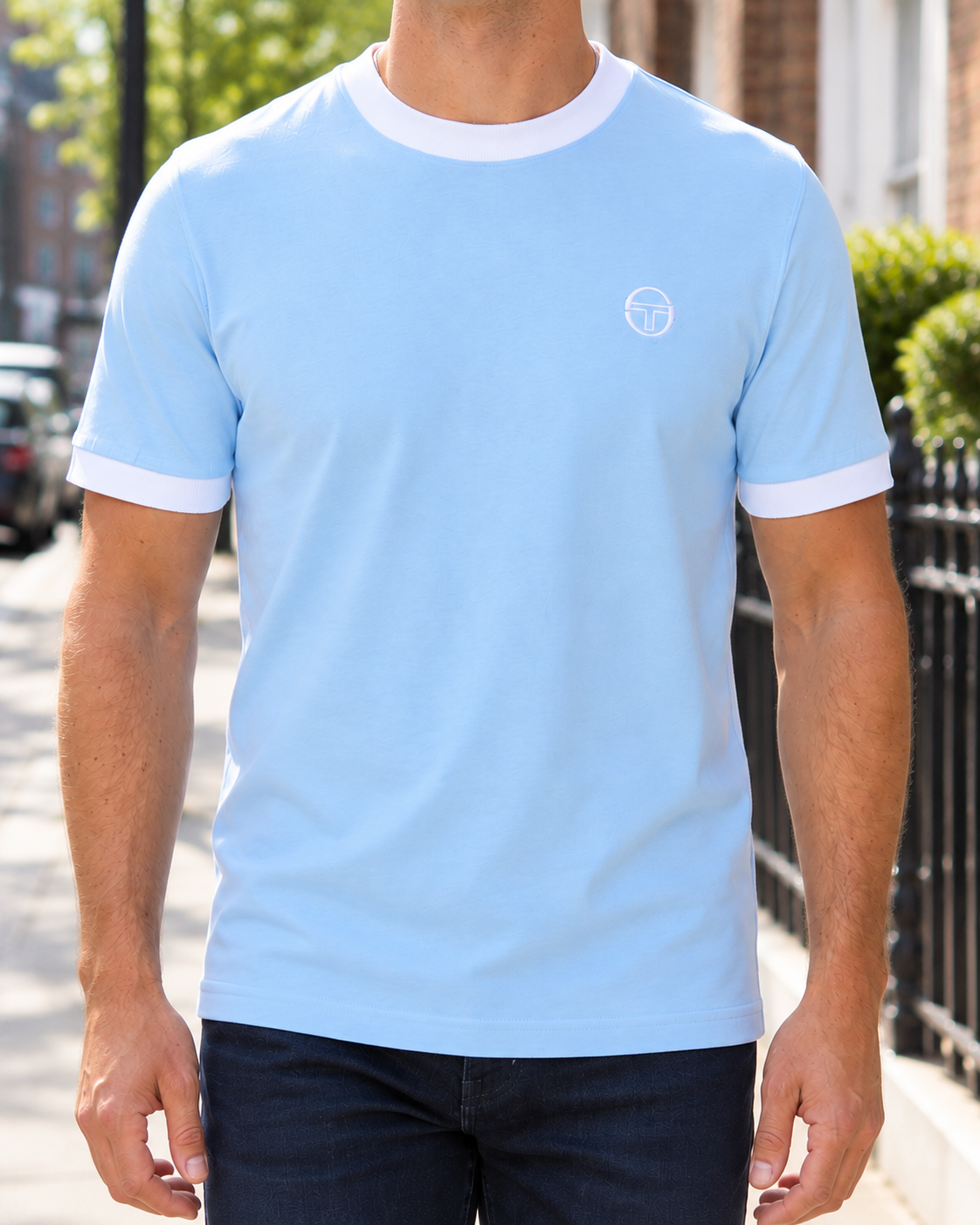 Sergio Tacchini Pro Ringer T Shirt Sky Blue/White