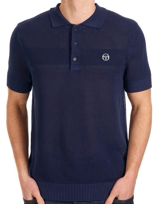 Sergio Tacchini Sergio Tacchini Textured Knit Polo Navy