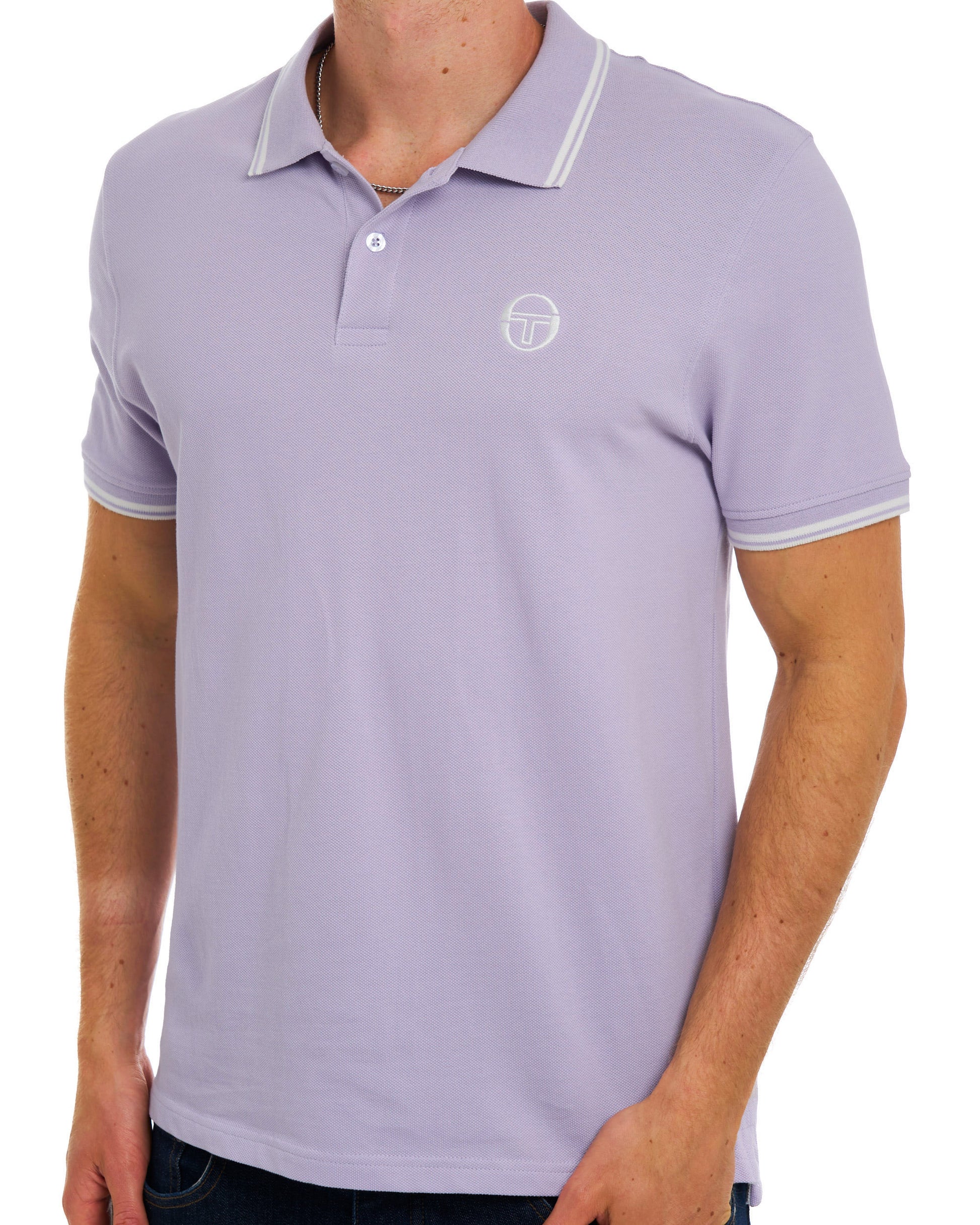 Sergio Tacchini Tipped Polo Shirt Lilac / Off White