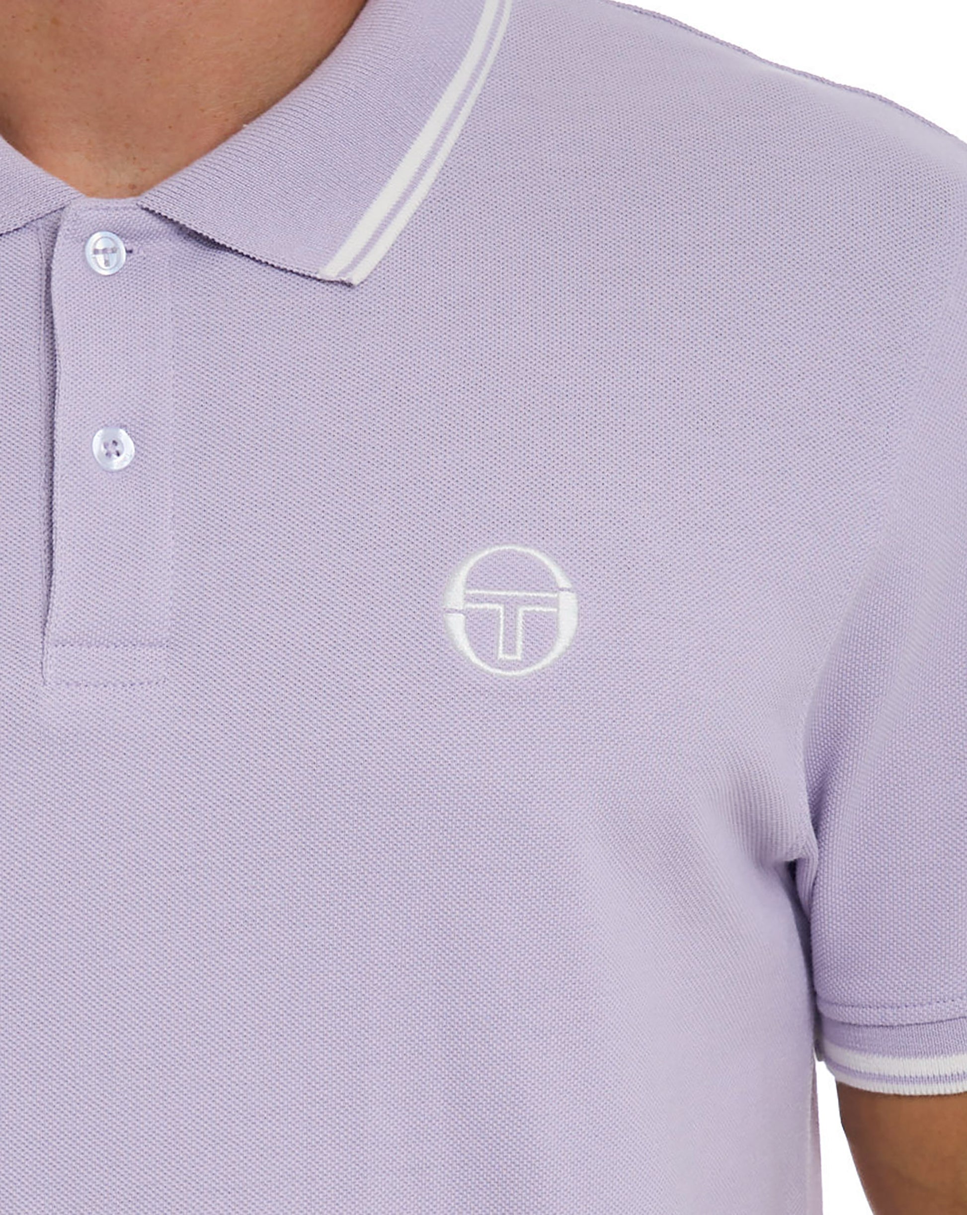 Sergio Tacchini Tipped Polo Shirt Lilac / Off White