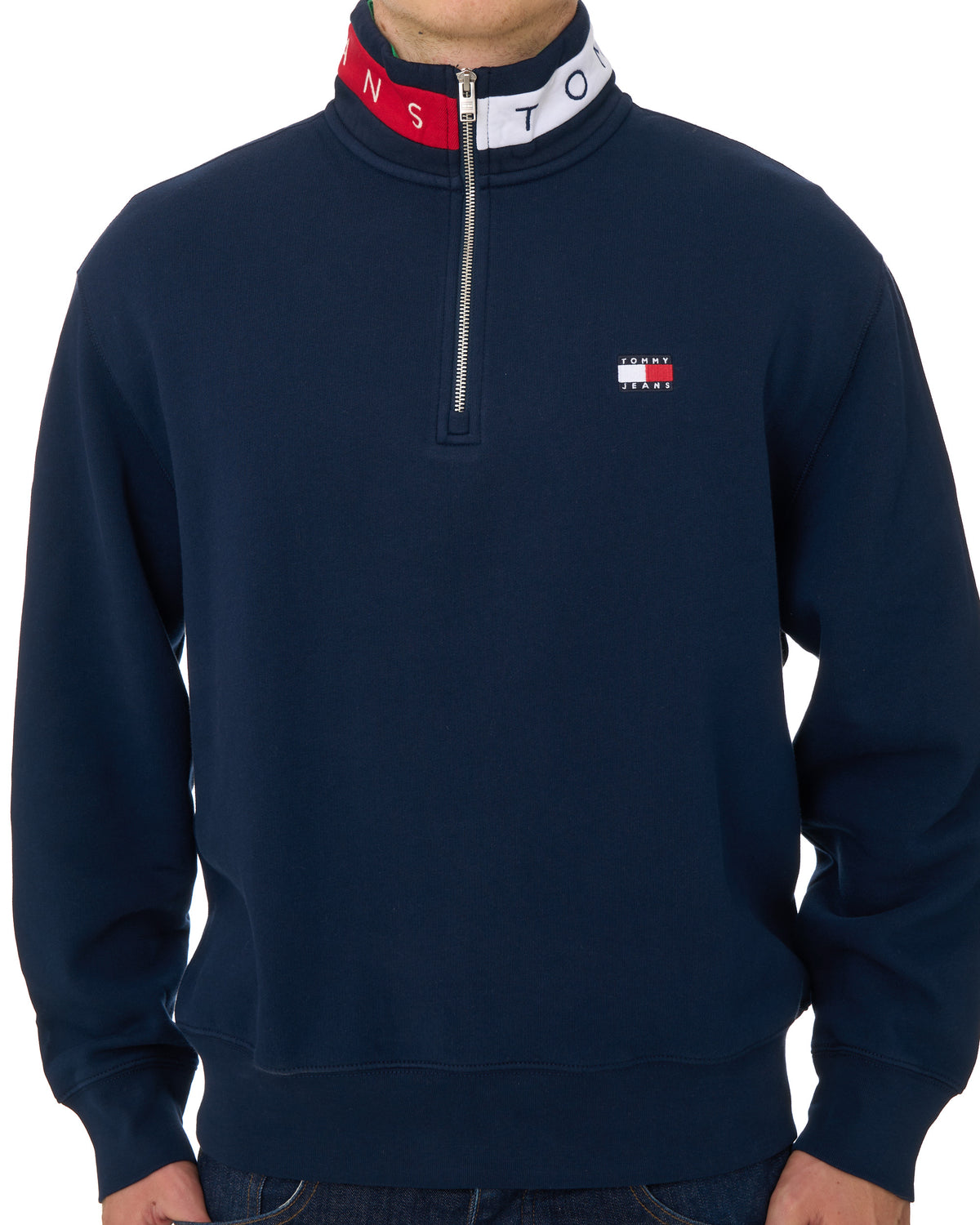 Tommy Jeans Branded Collar 1/4 Zip Sweatshirt Dark Blue