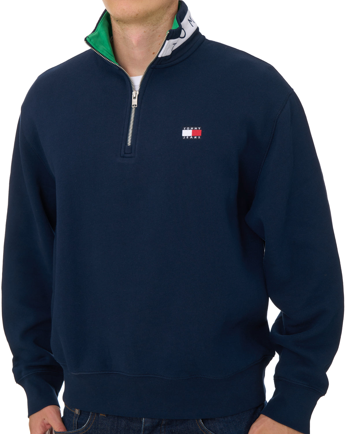 Tommy Jeans Branded Collar 1/4 Zip Sweatshirt Dark Blue