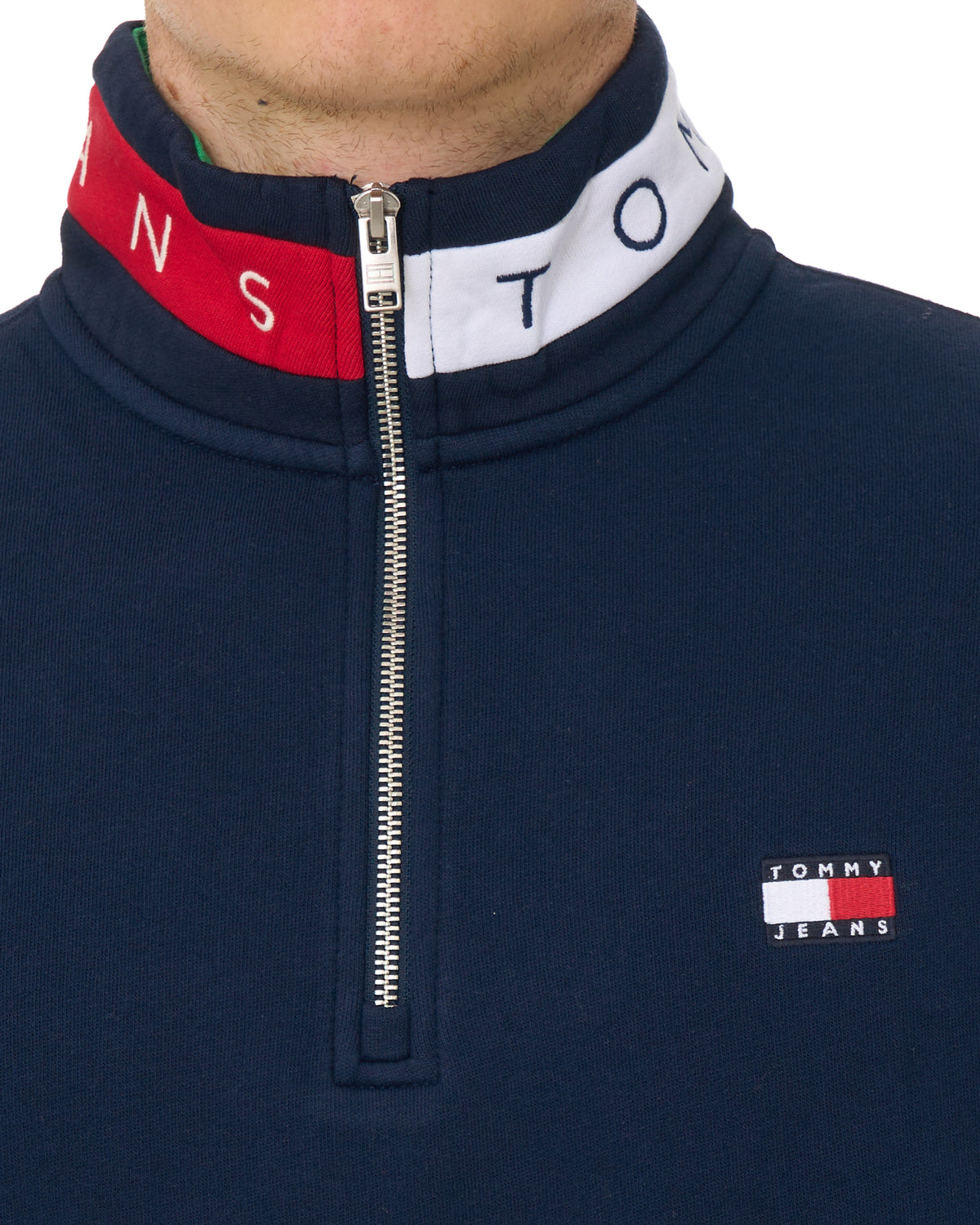 Tommy Jeans Branded Collar 1/4 Zip Sweatshirt Dark Blue