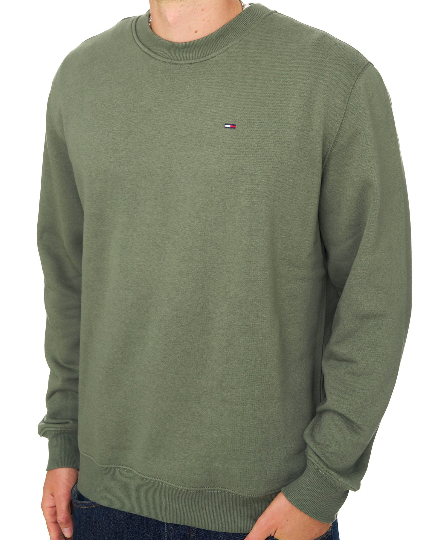 Tommy Jeans Flag Patch Crew Sweat Rocky Mountain Green