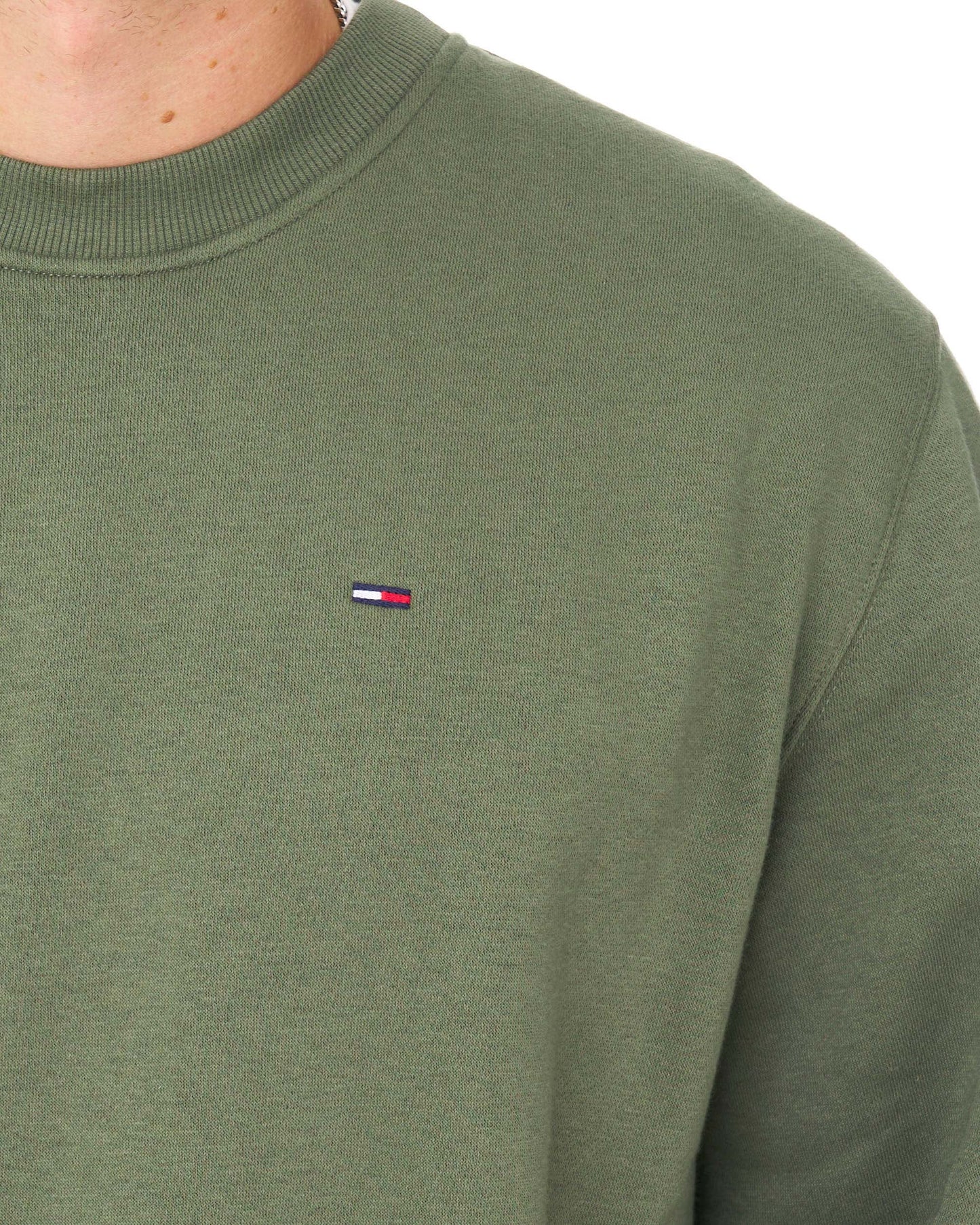 Tommy Jeans Flag Patch Crew Sweat Rocky Mountain Green